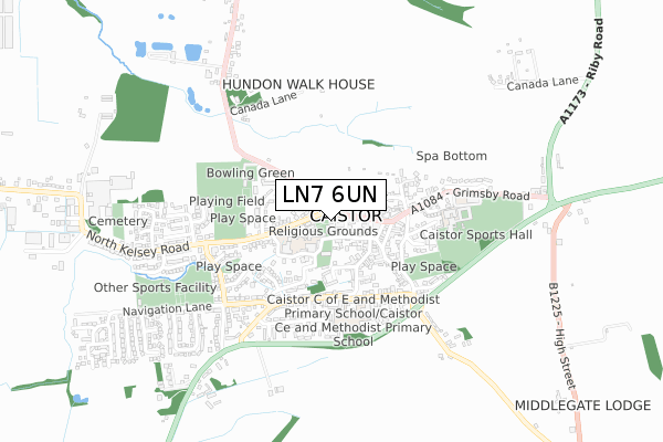 LN7 6UN map - small scale - OS Open Zoomstack (Ordnance Survey)