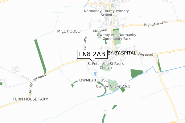 LN8 2AB map - small scale - OS Open Zoomstack (Ordnance Survey)