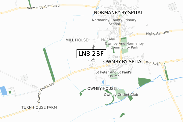 LN8 2BF map - small scale - OS Open Zoomstack (Ordnance Survey)