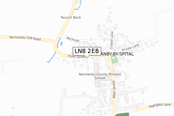 LN8 2EB map - large scale - OS Open Zoomstack (Ordnance Survey)