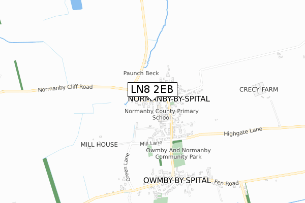 LN8 2EB map - small scale - OS Open Zoomstack (Ordnance Survey)