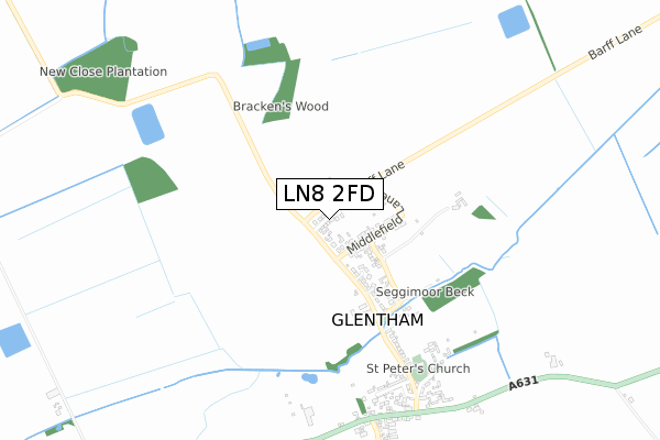 LN8 2FD map - small scale - OS Open Zoomstack (Ordnance Survey)