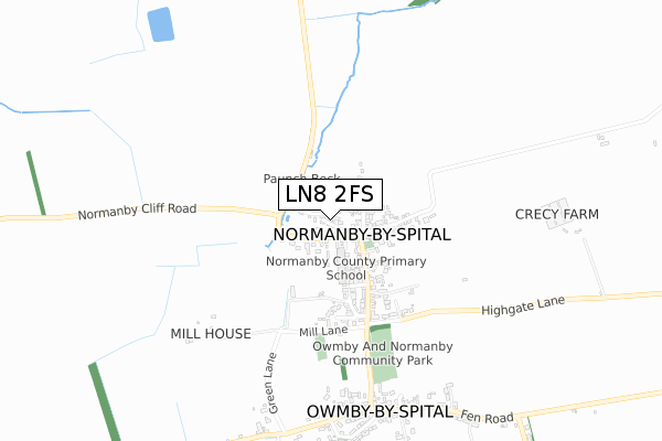 LN8 2FS map - small scale - OS Open Zoomstack (Ordnance Survey)