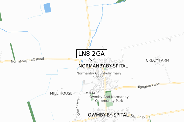 LN8 2GA map - small scale - OS Open Zoomstack (Ordnance Survey)