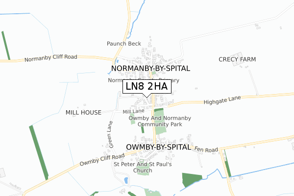 LN8 2HA map - small scale - OS Open Zoomstack (Ordnance Survey)