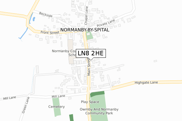 LN8 2HE map - large scale - OS Open Zoomstack (Ordnance Survey)