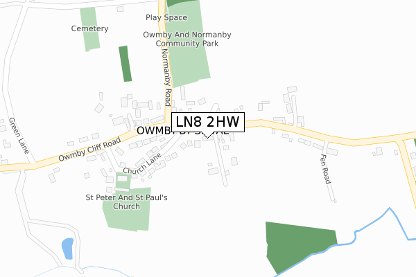 LN8 2HW map - large scale - OS Open Zoomstack (Ordnance Survey)