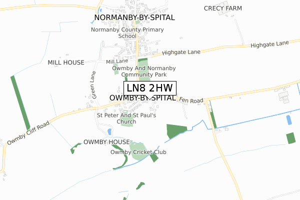 LN8 2HW map - small scale - OS Open Zoomstack (Ordnance Survey)