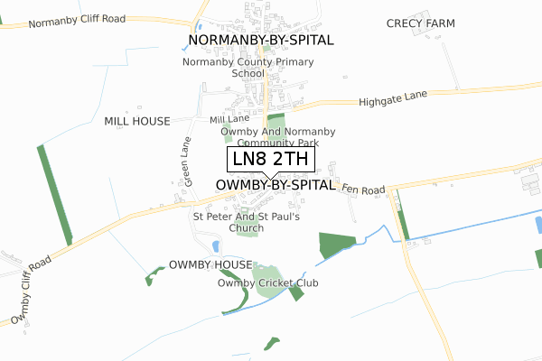 LN8 2TH map - small scale - OS Open Zoomstack (Ordnance Survey)