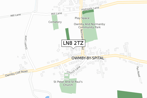 LN8 2TZ map - large scale - OS Open Zoomstack (Ordnance Survey)
