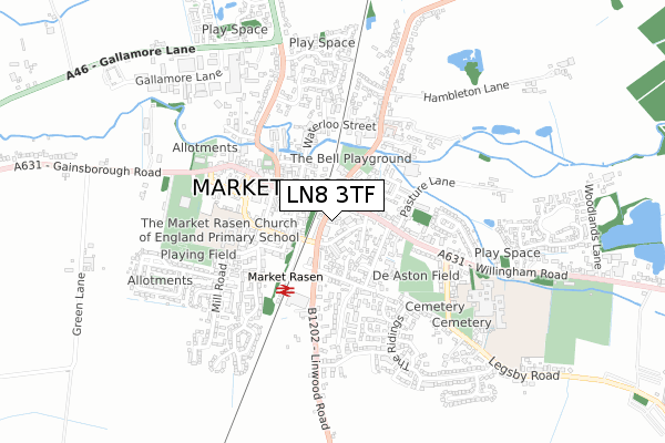 LN8 3TF map - small scale - OS Open Zoomstack (Ordnance Survey)