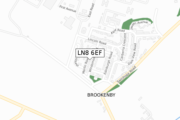 LN8 6EF map - large scale - OS Open Zoomstack (Ordnance Survey)