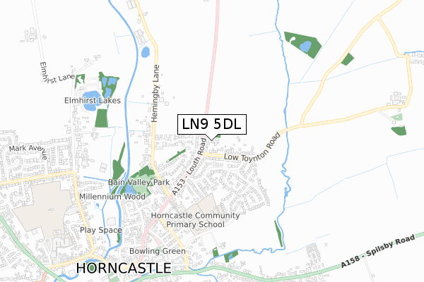 LN9 5DL map - small scale - OS Open Zoomstack (Ordnance Survey)