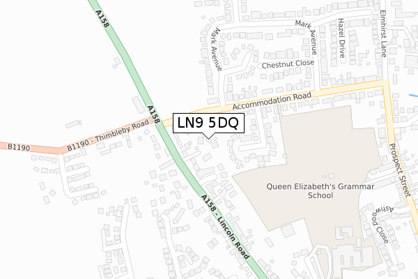 LN9 5DQ map - large scale - OS Open Zoomstack (Ordnance Survey)