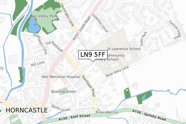LN9 5FF map - large scale - OS Open Zoomstack (Ordnance Survey)