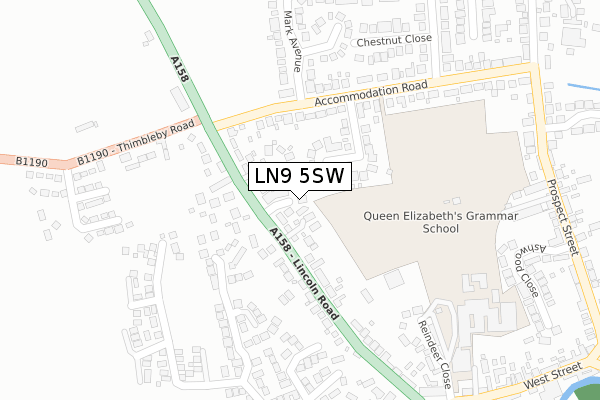 LN9 5SW map - large scale - OS Open Zoomstack (Ordnance Survey) LN9 5SW map - large scale - OS Open Zoomstack (Ordnance Survey)