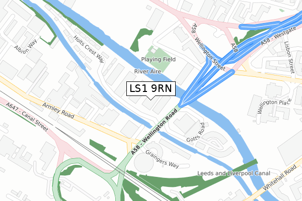 LS1 9RN map - large scale - OS Open Zoomstack (Ordnance Survey)