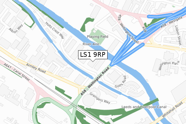 LS1 9RP map - large scale - OS Open Zoomstack (Ordnance Survey)