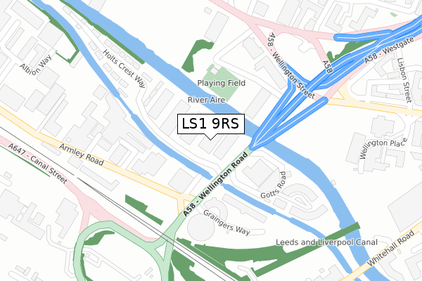 LS1 9RS map - large scale - OS Open Zoomstack (Ordnance Survey)