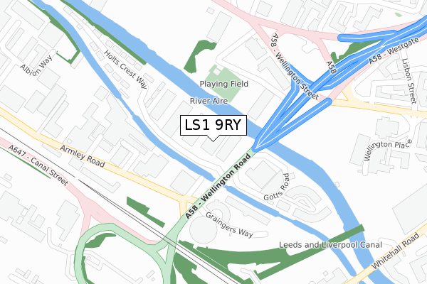 LS1 9RY map - large scale - OS Open Zoomstack (Ordnance Survey)
