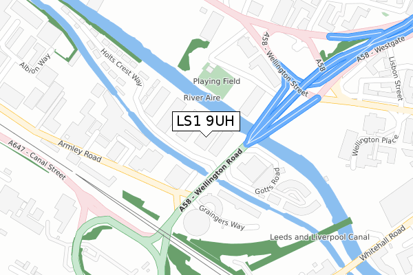 LS1 9UH map - large scale - OS Open Zoomstack (Ordnance Survey)