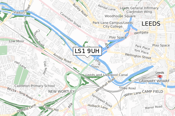 LS1 9UH map - small scale - OS Open Zoomstack (Ordnance Survey) LS1 9UH map - small scale - OS Open Zoomstack (Ordnance Survey)