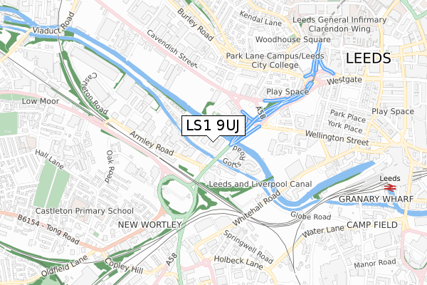 LS1 9UJ map - small scale - OS Open Zoomstack (Ordnance Survey) LS1 9UJ map - small scale - OS Open Zoomstack (Ordnance Survey)