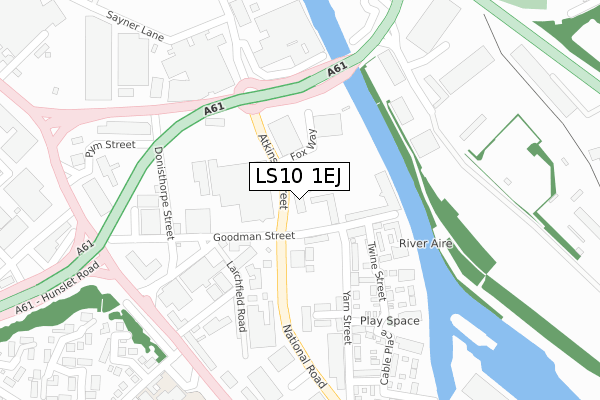 LS10 1EJ map - large scale - OS Open Zoomstack (Ordnance Survey)