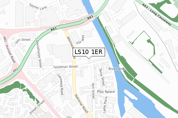 LS10 1ER map - large scale - OS Open Zoomstack (Ordnance Survey)