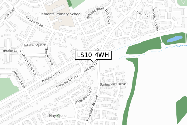 LS10 4WH map - large scale - OS Open Zoomstack (Ordnance Survey)