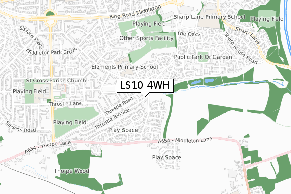 LS10 4WH map - small scale - OS Open Zoomstack (Ordnance Survey)