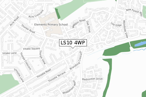 LS10 4WP map - large scale - OS Open Zoomstack (Ordnance Survey)