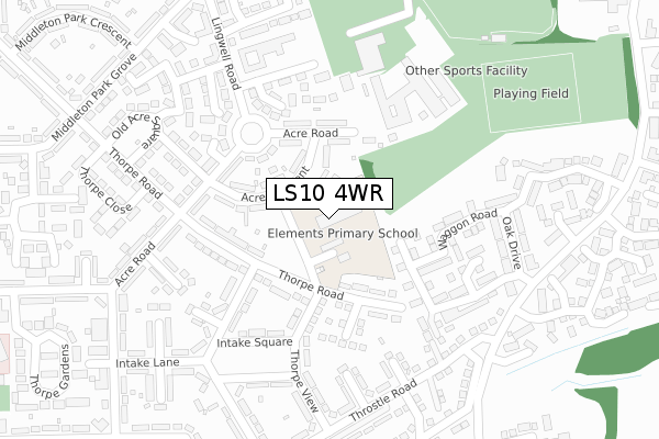 LS10 4WR map - large scale - OS Open Zoomstack (Ordnance Survey)