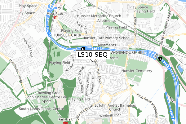 LS10 9EQ map - small scale - OS Open Zoomstack (Ordnance Survey) LS10 9EQ map - small scale - OS Open Zoomstack (Ordnance Survey)
