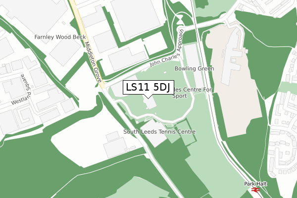 LS11 5DJ map - large scale - OS Open Zoomstack (Ordnance Survey)
