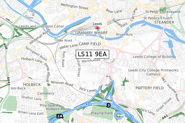 LS11 9EA map - small scale - OS Open Zoomstack (Ordnance Survey) LS11 9EA map - small scale - OS Open Zoomstack (Ordnance Survey)