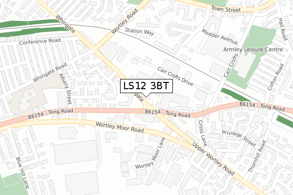 LS12 3BT map - large scale - OS Open Zoomstack (Ordnance Survey)