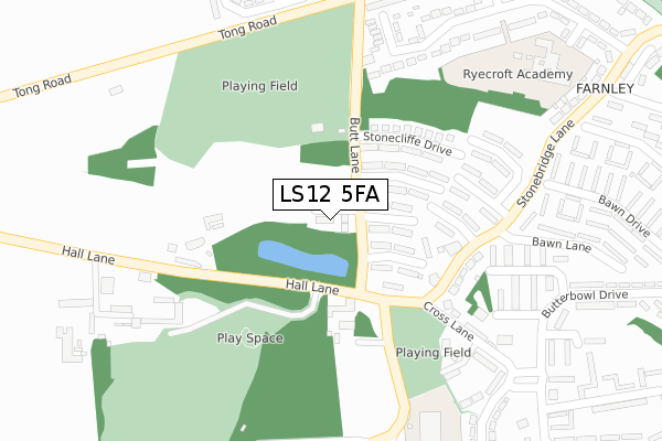 LS12 5FA map - large scale - OS Open Zoomstack (Ordnance Survey)