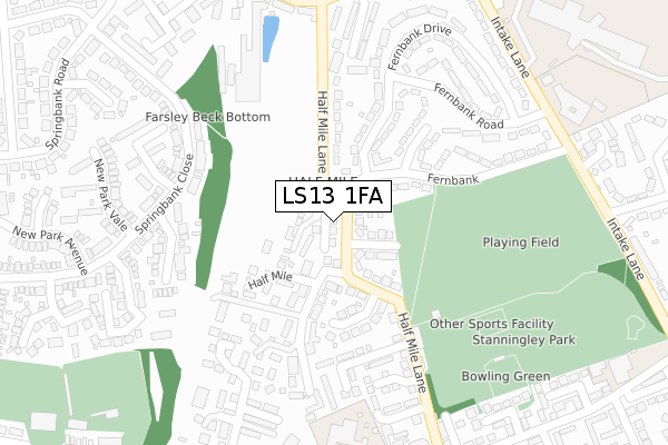 LS13 1FA map - large scale - OS Open Zoomstack (Ordnance Survey)