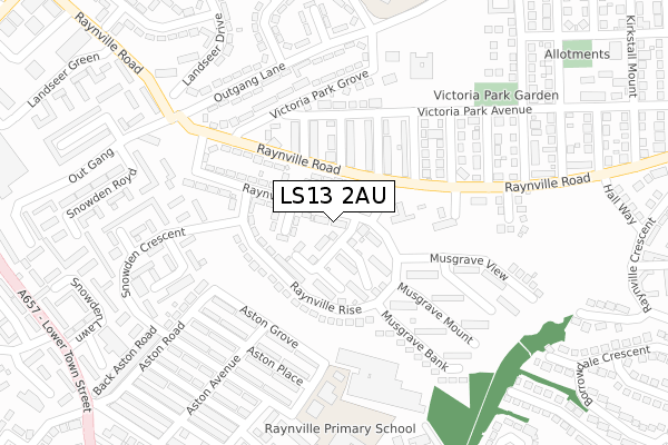 LS13 2AU map - large scale - OS Open Zoomstack (Ordnance Survey)