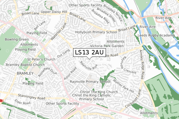 LS13 2AU map - small scale - OS Open Zoomstack (Ordnance Survey)