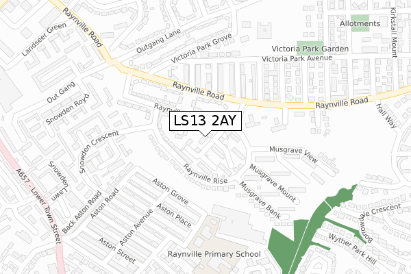 LS13 2AY map - large scale - OS Open Zoomstack (Ordnance Survey)