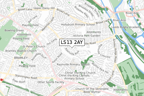 LS13 2AY map - small scale - OS Open Zoomstack (Ordnance Survey)