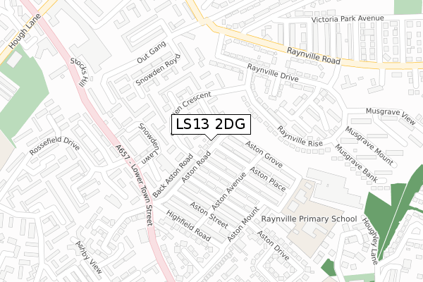 LS13 2DG map - large scale - OS Open Zoomstack (Ordnance Survey)