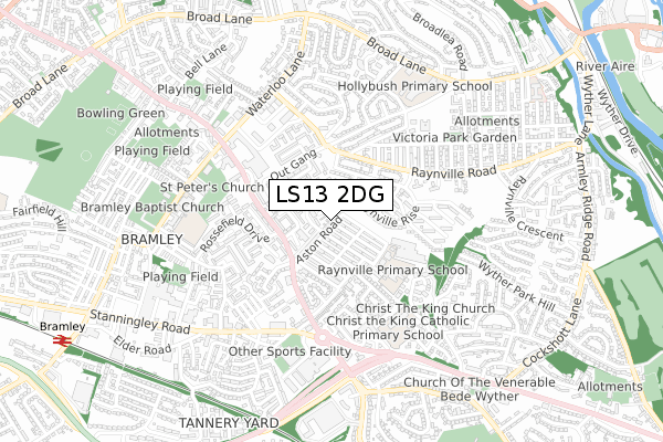 LS13 2DG map - small scale - OS Open Zoomstack (Ordnance Survey)