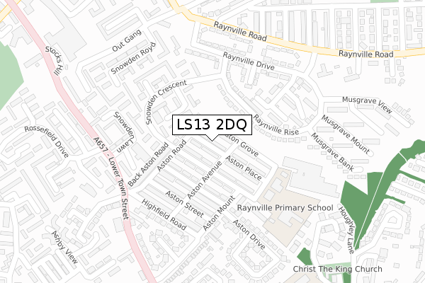 LS13 2DQ map - large scale - OS Open Zoomstack (Ordnance Survey)