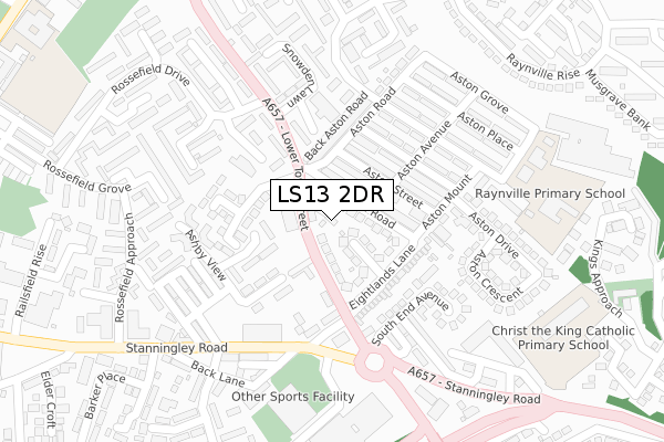 LS13 2DR map - large scale - OS Open Zoomstack (Ordnance Survey)