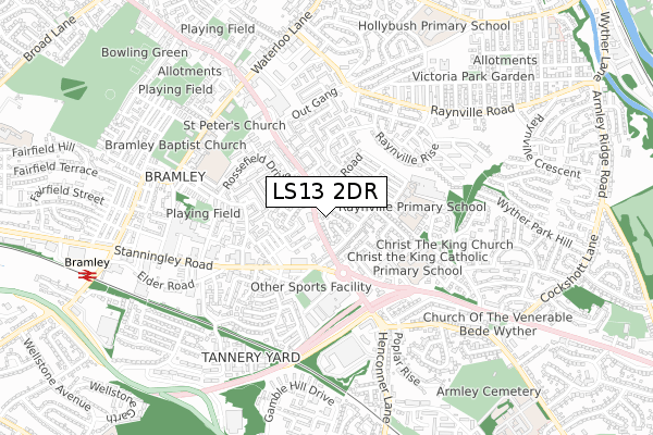 LS13 2DR map - small scale - OS Open Zoomstack (Ordnance Survey)