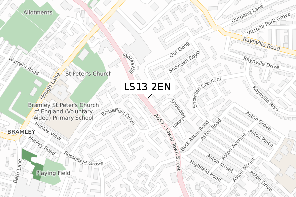 LS13 2EN map - large scale - OS Open Zoomstack (Ordnance Survey)