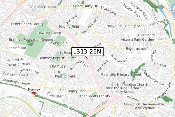 LS13 2EN map - small scale - OS Open Zoomstack (Ordnance Survey)